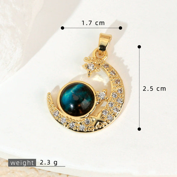 Copper Microinlaid Fantasy Planet Star Sun Moon Constellation Heart Shape Animal Zodiac Electroplated Necklace Pendant