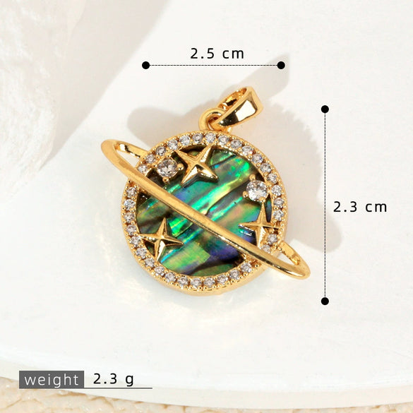 Copper Microinlaid Fantasy Planet Star Sun Moon Constellation Heart Shape Animal Zodiac Electroplated Necklace Pendant
