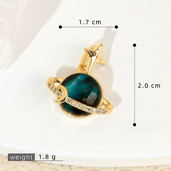 Copper Microinlaid Fantasy Planet Star Sun Moon Constellation Heart Shape Animal Zodiac Electroplated Necklace Pendant