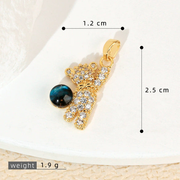 Copper Microinlaid Fantasy Planet Star Sun Moon Constellation Heart Shape Animal Zodiac Electroplated Necklace Pendant