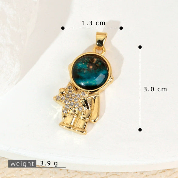 Copper Microinlaid Fantasy Planet Star Sun Moon Constellation Heart Shape Animal Zodiac Electroplated Necklace Pendant