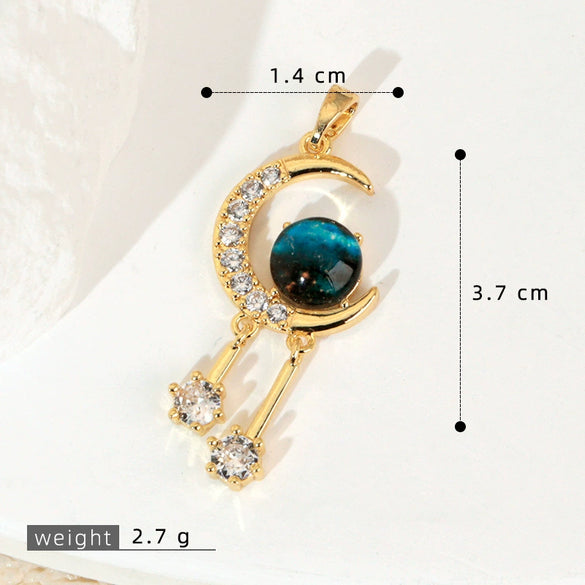 Copper Microinlaid Fantasy Planet Star Sun Moon Constellation Heart Shape Animal Zodiac Electroplated Necklace Pendant