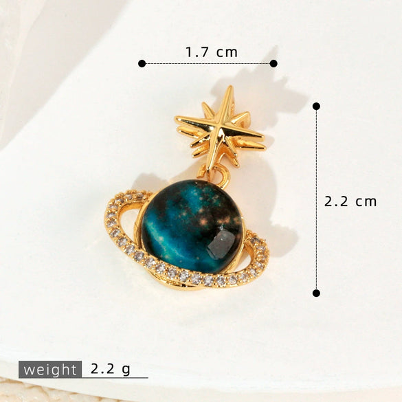 Copper Microinlaid Fantasy Planet Star Sun Moon Constellation Heart Shape Animal Zodiac Electroplated Necklace Pendant