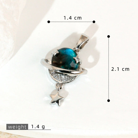 Copper Microinlaid Fantasy Planet Star Sun Moon Constellation Heart Shape Animal Zodiac Electroplated Necklace Pendant