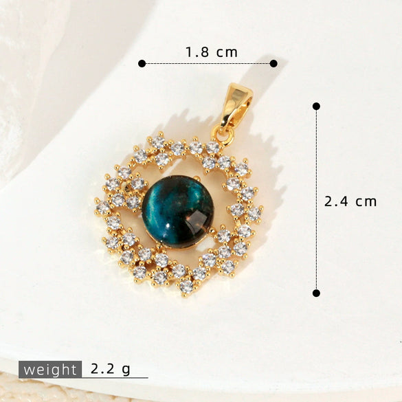 Copper Microinlaid Fantasy Planet Star Sun Moon Constellation Heart Shape Animal Zodiac Electroplated Necklace Pendant