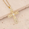 Copper Microinlaid Zircon Cross Pendant Hip Hop Fashion Necklace