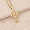Copper Microinlaid Zircon Cross Pendant Hip Hop Fashion Necklace