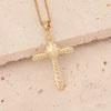 Copper Microinlaid Zircon Cross Pendant Hip Hop Fashion Necklace