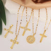 Copper Microinlaid Zircon Cross Pendant Necklace With Electroplating And Niche Design