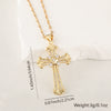 Copper Microinlaid Zircon Cross Pendant Necklace With Electroplating And Niche Design