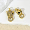 Copper Micropaved Animal Zodiac Leopard Head Necklace Pendant