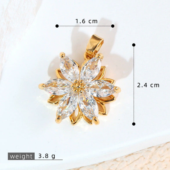Copper Micropaved Pendant Necklace Accessories With Snowflake Eight Mans Star Leaf And Flower Patterns For Women
