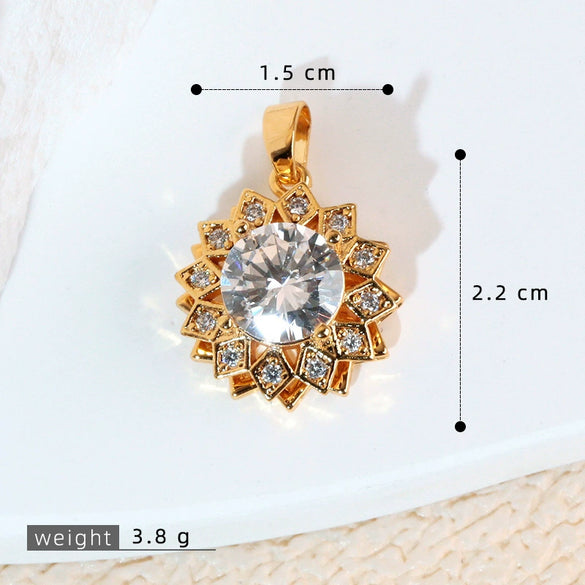 Copper Micropaved Pendant Necklace Accessories With Snowflake Eight Mans Star Leaf And Flower Patterns For Women