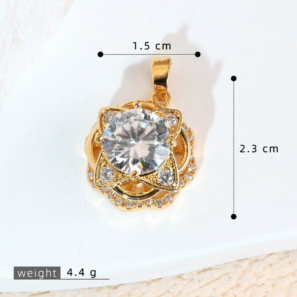Copper Micropaved Pendant Necklace Accessories With Snowflake Eight Mans Star Leaf And Flower Patterns For Women