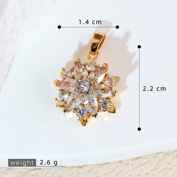 Copper Micropaved Pendant Necklace Accessories With Snowflake Eight Mans Star Leaf And Flower Patterns For Women