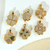Copper Micropaved Rotating Fourleaf Flower Necklace Pendant Cartoon Plant Flower Jewelry Diy Accessory