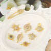 Copper Micropaved Zircon Colorful Sixpointed Sunflower Geometric Fashion Diy Jewelry Connection Material