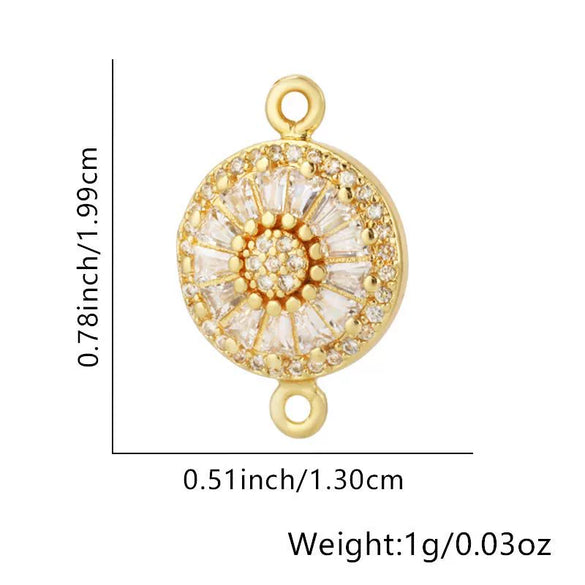 Copper Micropaved Zircon Colorful Sixpointed Sunflower Geometric Fashion Diy Jewelry Connection Material