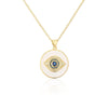 Copper Minimalist Geometric Clavicle Chain With Zircon And Devil's Eye Pendant