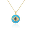 Copper Minimalist Geometric Clavicle Chain With Zircon And Devil's Eye Pendant