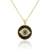 Copper Minimalist Geometric Clavicle Chain With Zircon And Devil's Eye Pendant