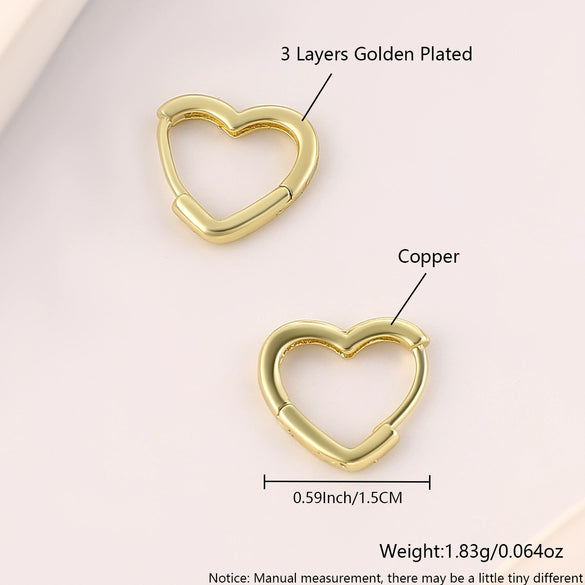 Copper Minimalist Geometric Heart Shape Electroplated Women's Earrings