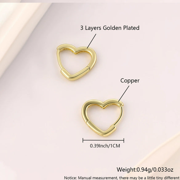 Copper Minimalist Geometric Heart Shape Electroplated Women's Earrings