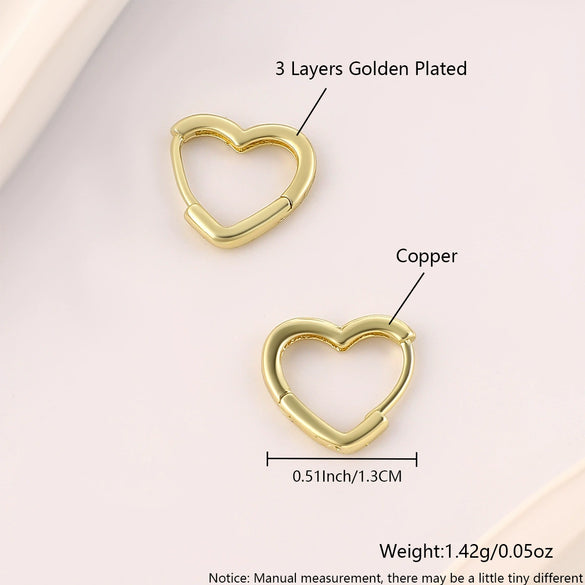 Copper Minimalist Geometric Heart Shape Electroplated Women's Earrings