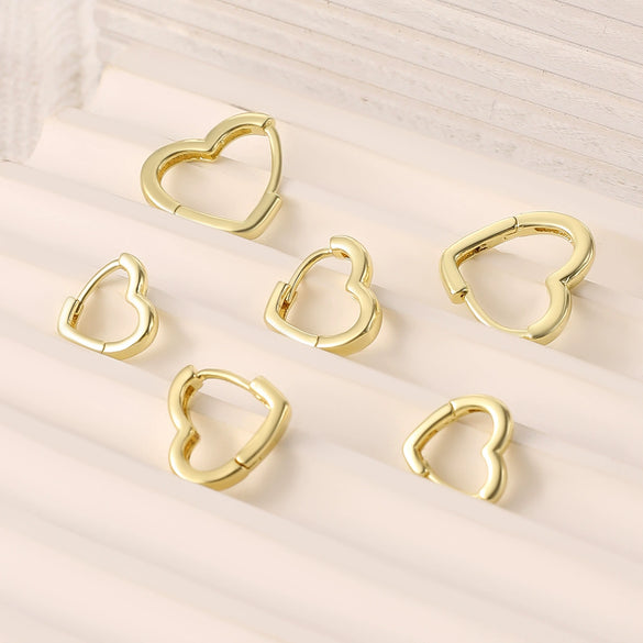 Copper Minimalist Geometric Heart Shape Electroplated Women's Earrings