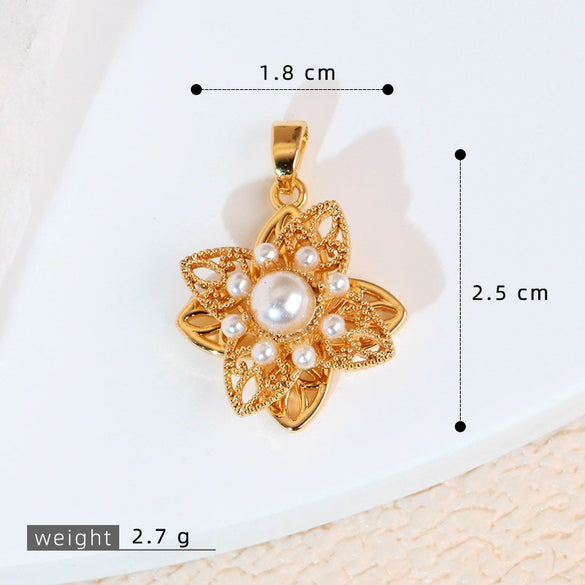 Copper Minimalist Rotatable Four Leaf Clover Flower Pendant Jewelry Accessories Electroplated