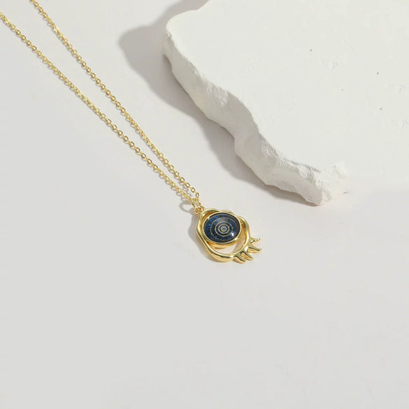 Copper Mixed Gemstone Inlay Geometric Devil's Eye Electroplated Pendant Necklace For Women