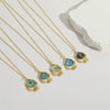Copper Mixed Gemstone Inlay Geometric Devil's Eye Electroplated Pendant Necklace For Women