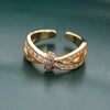 Copper Modern Style Simple Style Korean Style Plating Inlay Bow Knot Zircon Open Rings