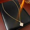 Copper Motherofpearl Clover Flower Earrings And Necklace Set With Zirconia Highend Fashion