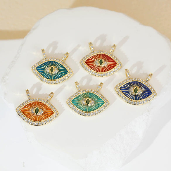 Copper Multicolor Micro Eye Pendant Jewelry Dripping Oil Treatment Women's Necklace