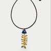 Copper Multipendant Necklace With Small Fish Starfish Fish Bone Shapes And Stainless Steel Vacuum Plating