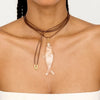 Copper Multipendant Necklace With Small Fish Starfish Fish Bone Shapes And Stainless Steel Vacuum Plating