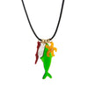 Copper Multipendant Necklace With Small Fish Starfish Fish Bone Shapes And Stainless Steel Vacuum Plating