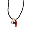 Copper Multipendant Necklace With Small Fish Starfish Fish Bone Shapes And Stainless Steel Vacuum Plating