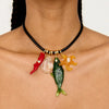 Copper Multipendant Necklace With Small Fish Starfish Fish Bone Shapes And Stainless Steel Vacuum Plating