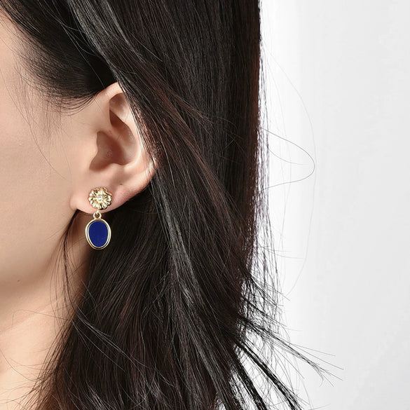 Copper Needle Flower Irregular Elegant Simple Geometric Earrings