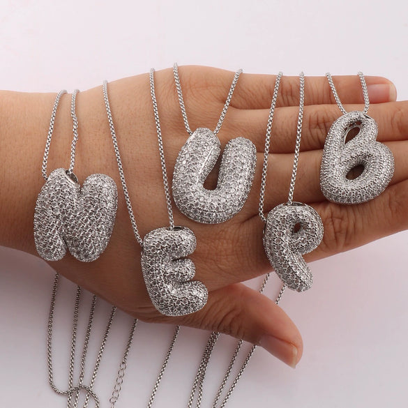 Copper Pendant Necklace With Alphabet Pattern And Electroplating Treatment