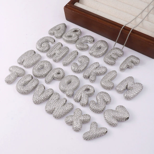Copper Pendant Necklace With Alphabet Pattern And Electroplating Treatment