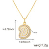 Copper Pendant Necklace With English Letters Edge Inlaid Zircon Electroplated For Women