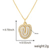 Copper Pendant Necklace With English Letters Edge Inlaid Zircon Electroplated For Women