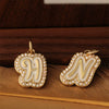 Copper Pendant Necklace With English Letters Edge Inlaid Zircon Electroplated For Women