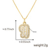 Copper Pendant Necklace With English Letters Edge Inlaid Zircon Electroplated For Women