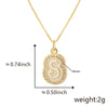Copper Pendant Necklace With English Letters Edge Inlaid Zircon Electroplated For Women