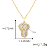 Copper Pendant Necklace With English Letters Edge Inlaid Zircon Electroplated For Women