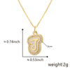 Copper Pendant Necklace With English Letters Edge Inlaid Zircon Electroplated For Women